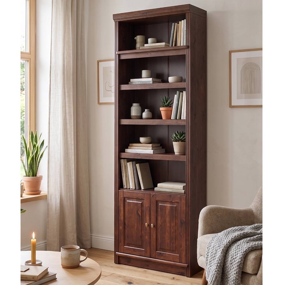 Regalschrank Naguera mit Massivholz Türen im Landhausstil
