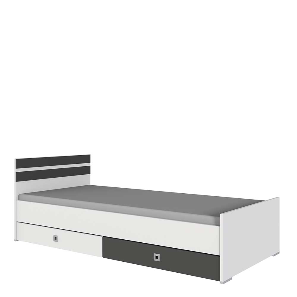 Singlebett Thorau in Dunkelgrau und Weiß Made in Germany