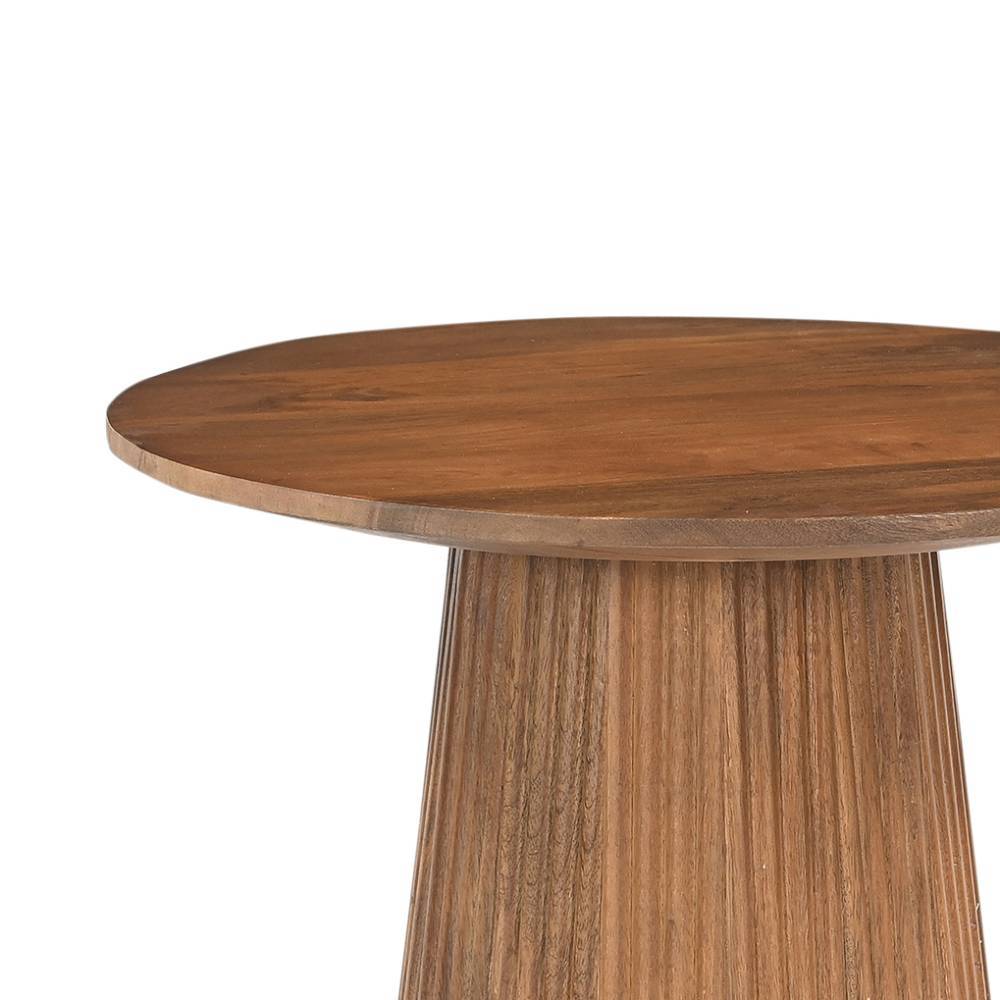Holz Beistelltisch Bertylan in runder Form 46 cm hoch