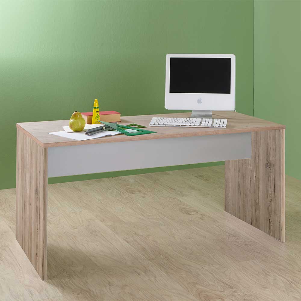 Bürotisch Nokadura in Eiche San Remo und Weiß 140 cm breit