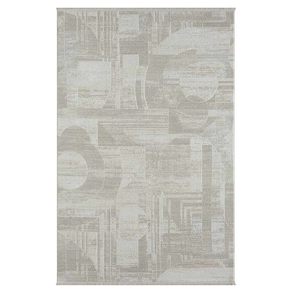 Kurzflor Teppich Ostora in Cremefarben und Beige rechteckig