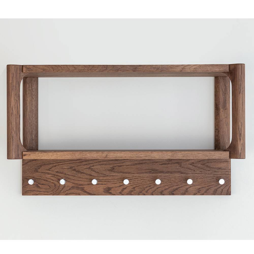 Wandgarderobe Sona in Eiche Tabacco mit Hutablage aus Holz