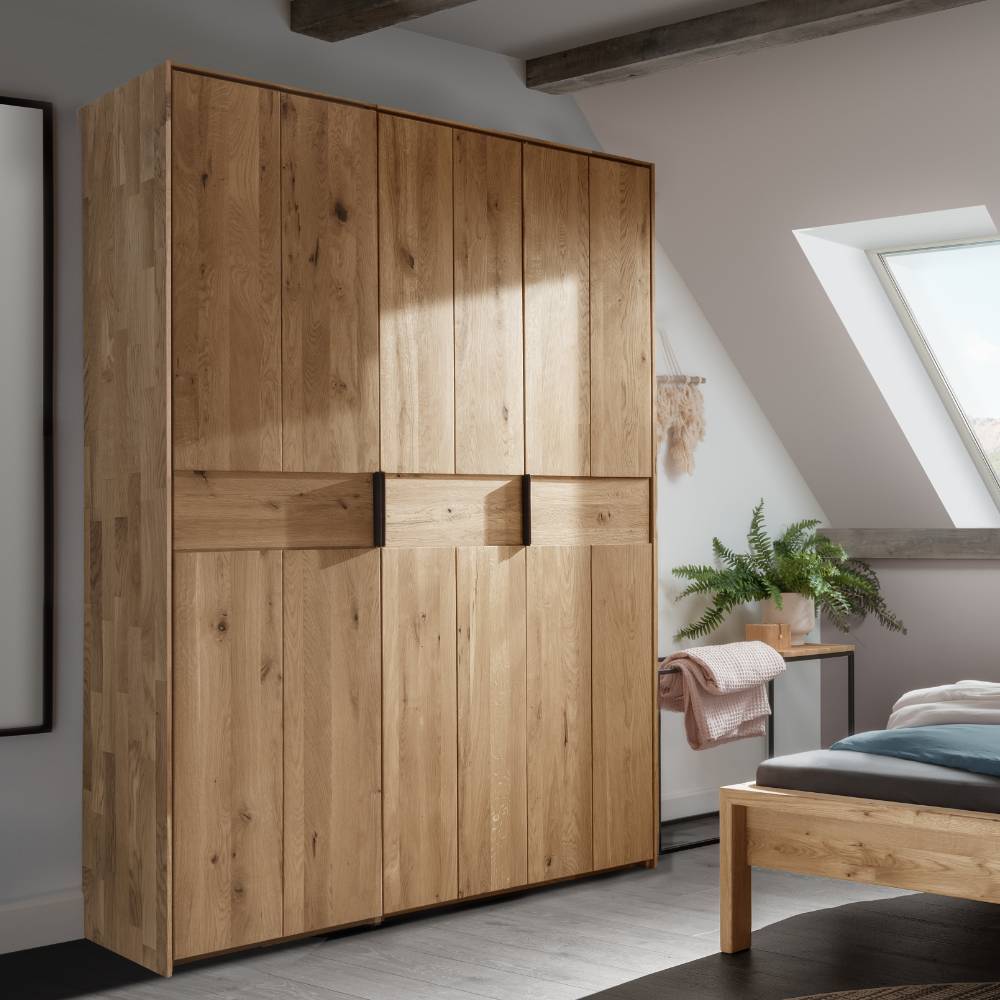 Massiver Drehtürenschrank Snoba aus Wildeiche Massivholz 156 cm breit