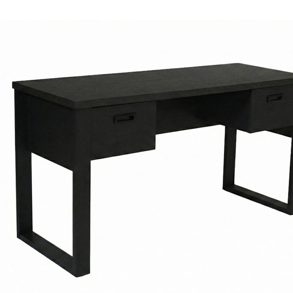 140 cm breiter Schreibtisch Cantoon in Schwarz mit Bügelgestell
