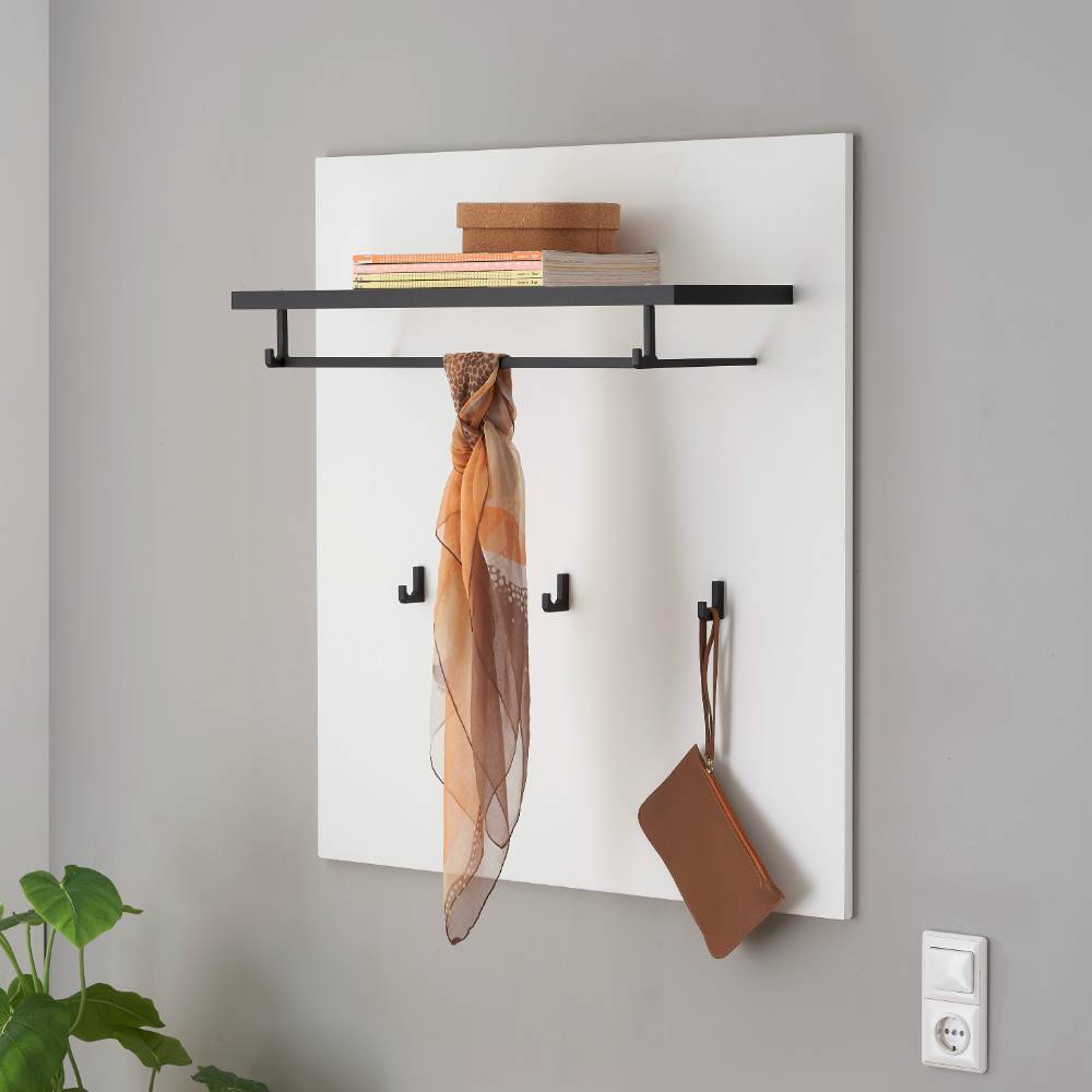 Wandgarderobe Fricossa in Weiß mit 3 Kleiderhaken