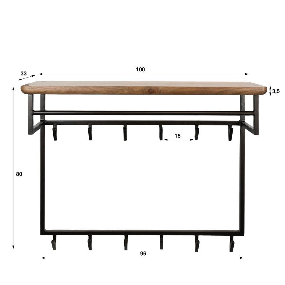 Garderobe Massivholz Telia im Industry und Loft Stil mit Hutablage aus Holz