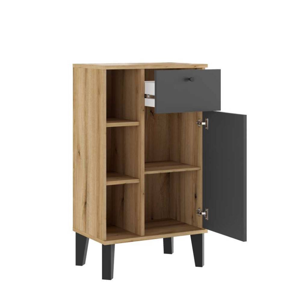 Modernes Badezimmermöbel Set Pattinos 33 cm tief mit LED Beleuchtung (fünfteilig)