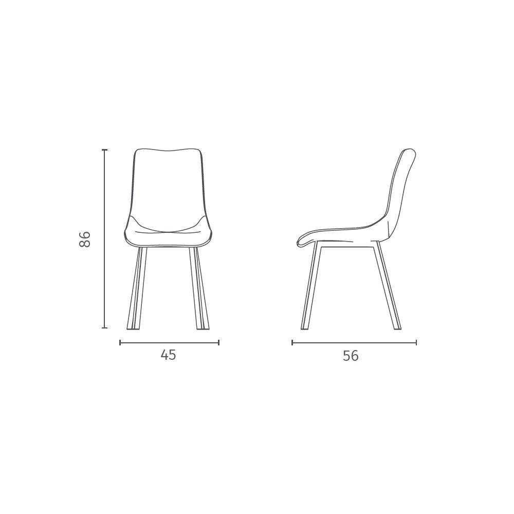 Polsterstuhl Esszimmer Top in Blaugrau mit Gestell aus Metall (4er Set)