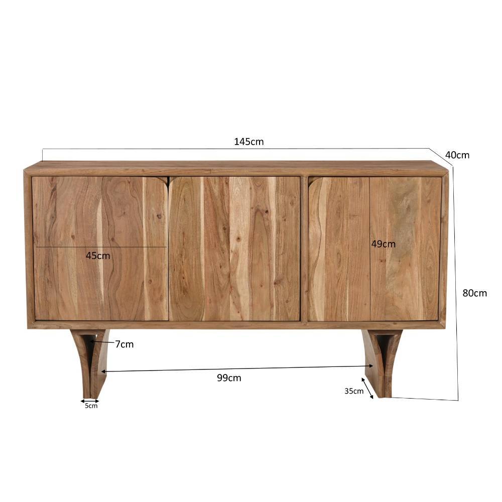 Sideboard Troyesa aus Akazie Massivholz 145 cm breit