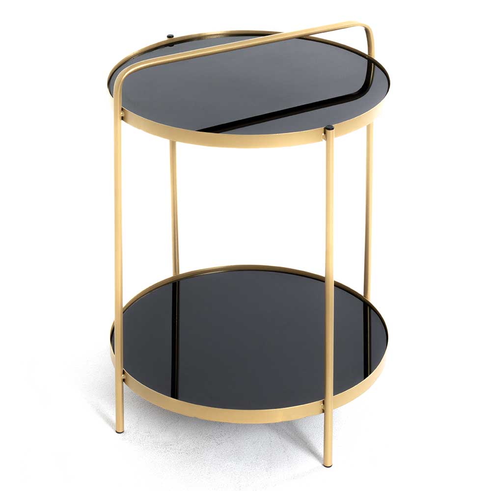 Glas Beistelltisch Ojana in Goldfarben und Schwarz