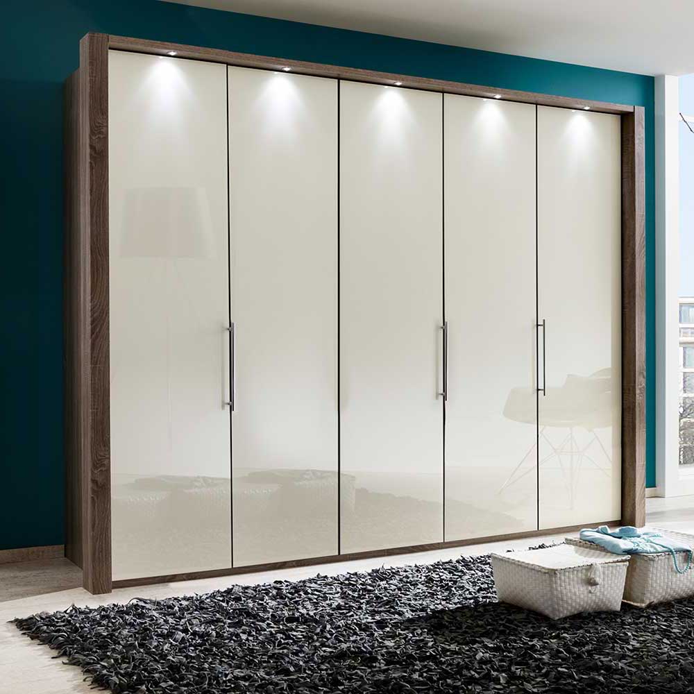 Kleiderschrank Purple in Cremefarben mit Falttüren