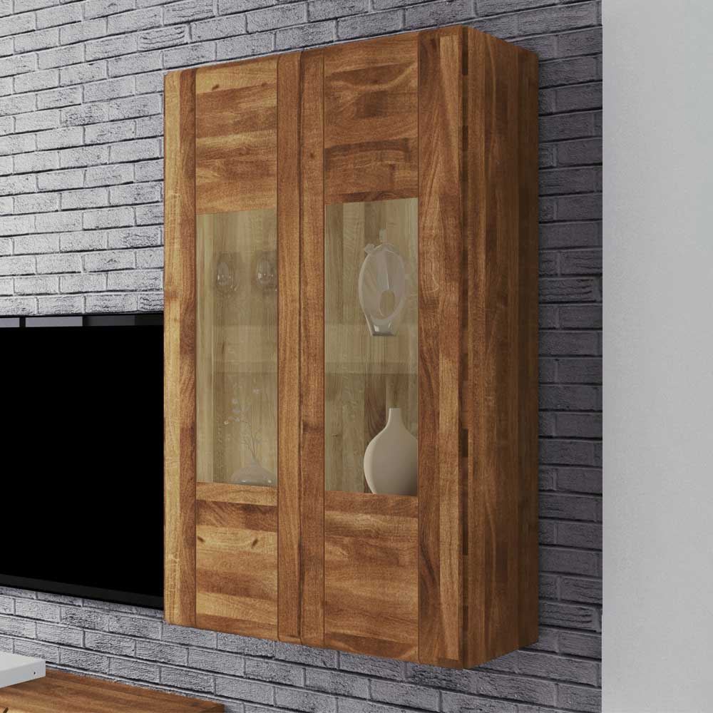 Hängevitrine Sascora aus Wildeiche Massivholz 80 cm breit