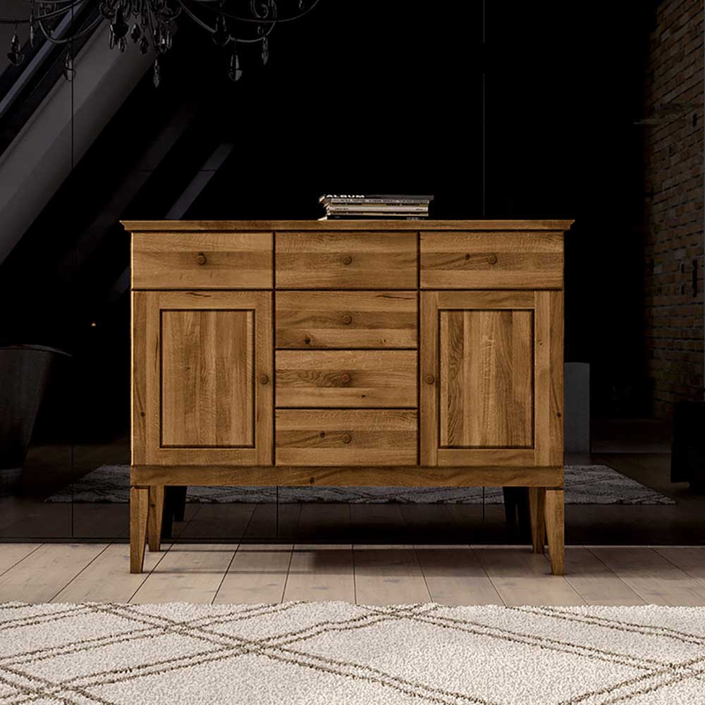 Wildeiche Sideboard Tyvoria massiv geölt im Landhausstil