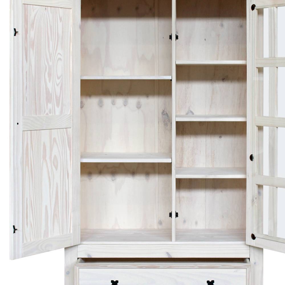 Wohnzimmervitrine Blouno in Weiß im Landhausstil
