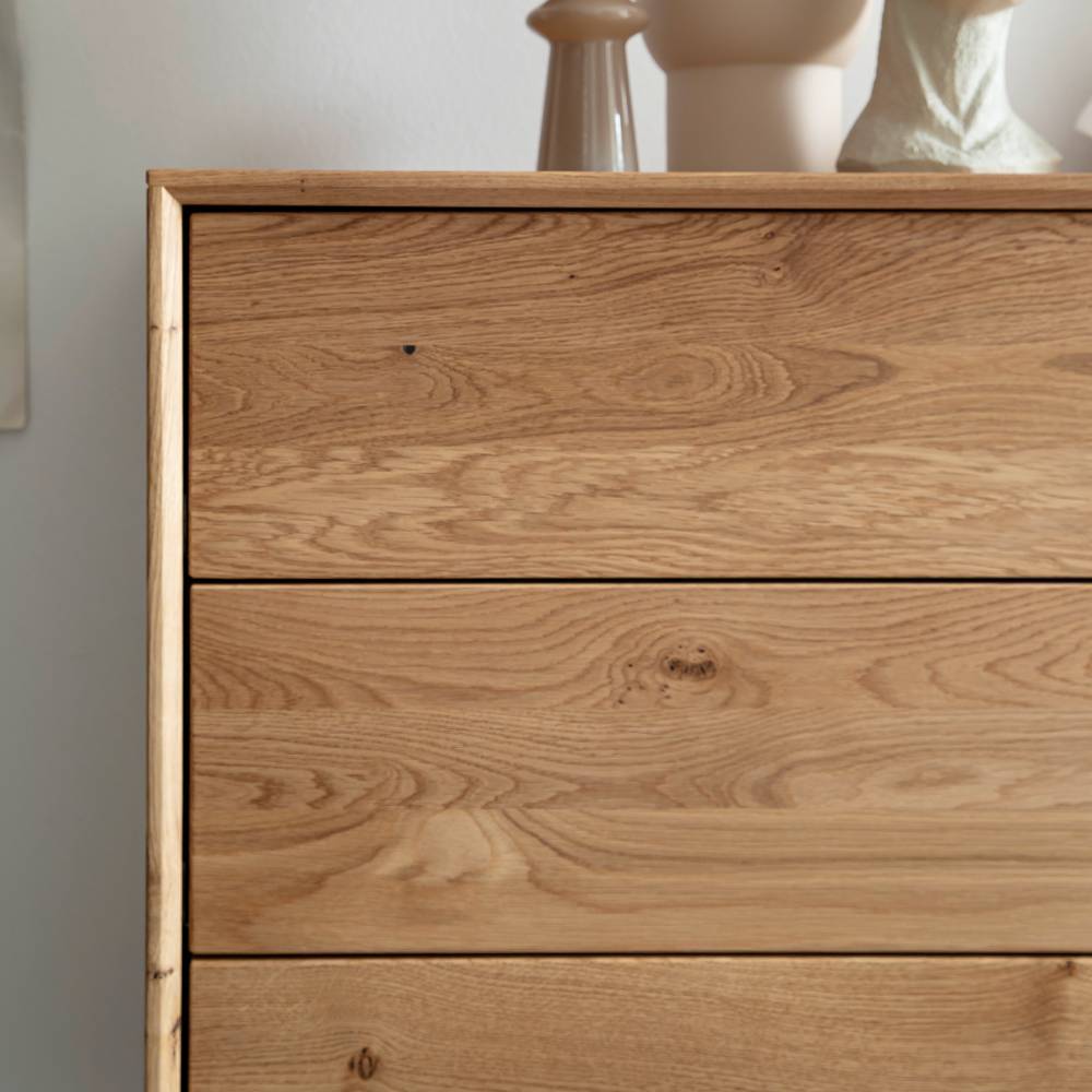 Esszimmersideboard modern Belafoma aus Eiche Massivholz mit sechs Schubladen