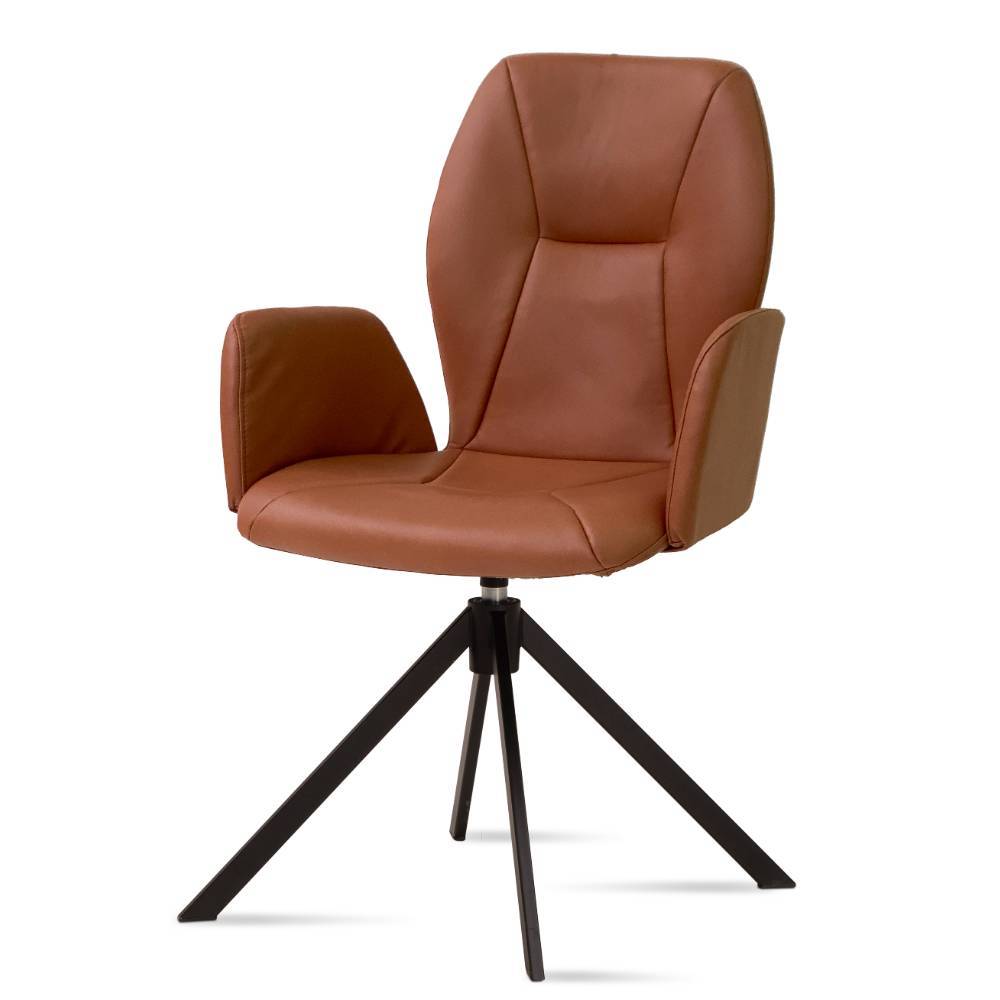 Esszimmerarmlehnstuhl Enya in Cognac Braun und Schwarz