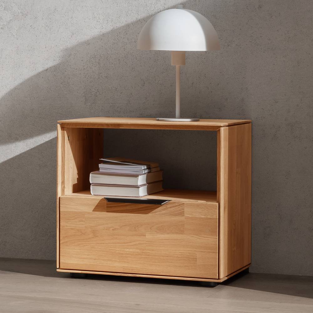 Nachtschrank Argeta mit einer Schublade aus Wildeiche Massivholz