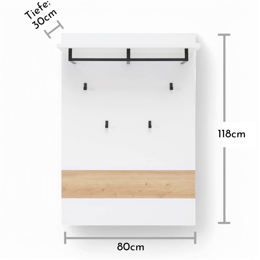 Wandgarderobe Mariocavo in modernem Design 118 cm hoch