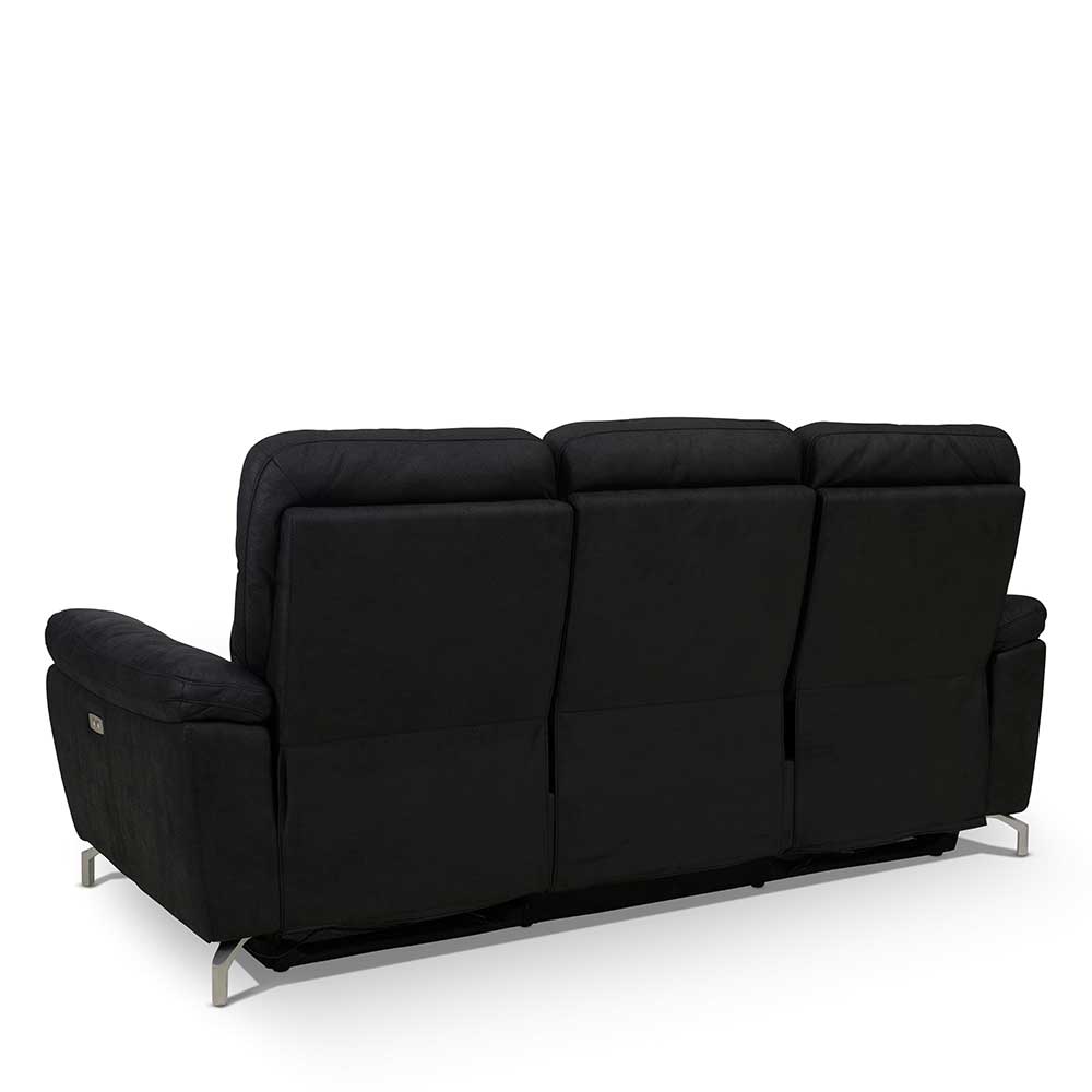 3er Sofa Emonila in Schwarz mit Relaxfunktion
