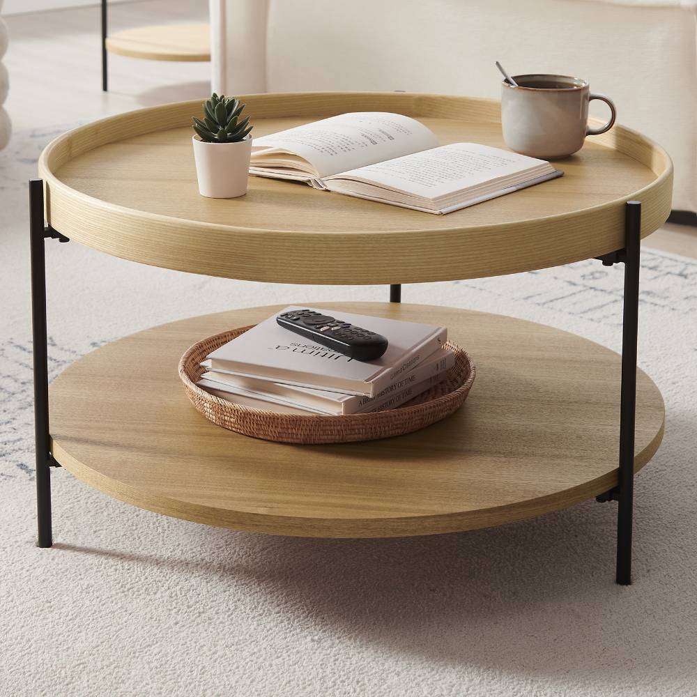 Skandi Design Couchtisch Snoudy in runder Form echtholzfurniert