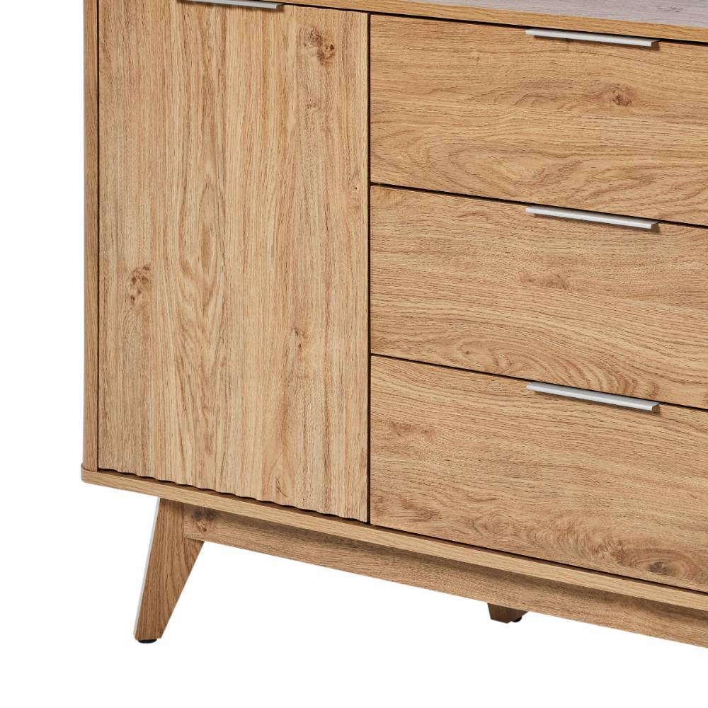 Retrostil Sideboard Timur in Eichefarben mit drei Schubladen