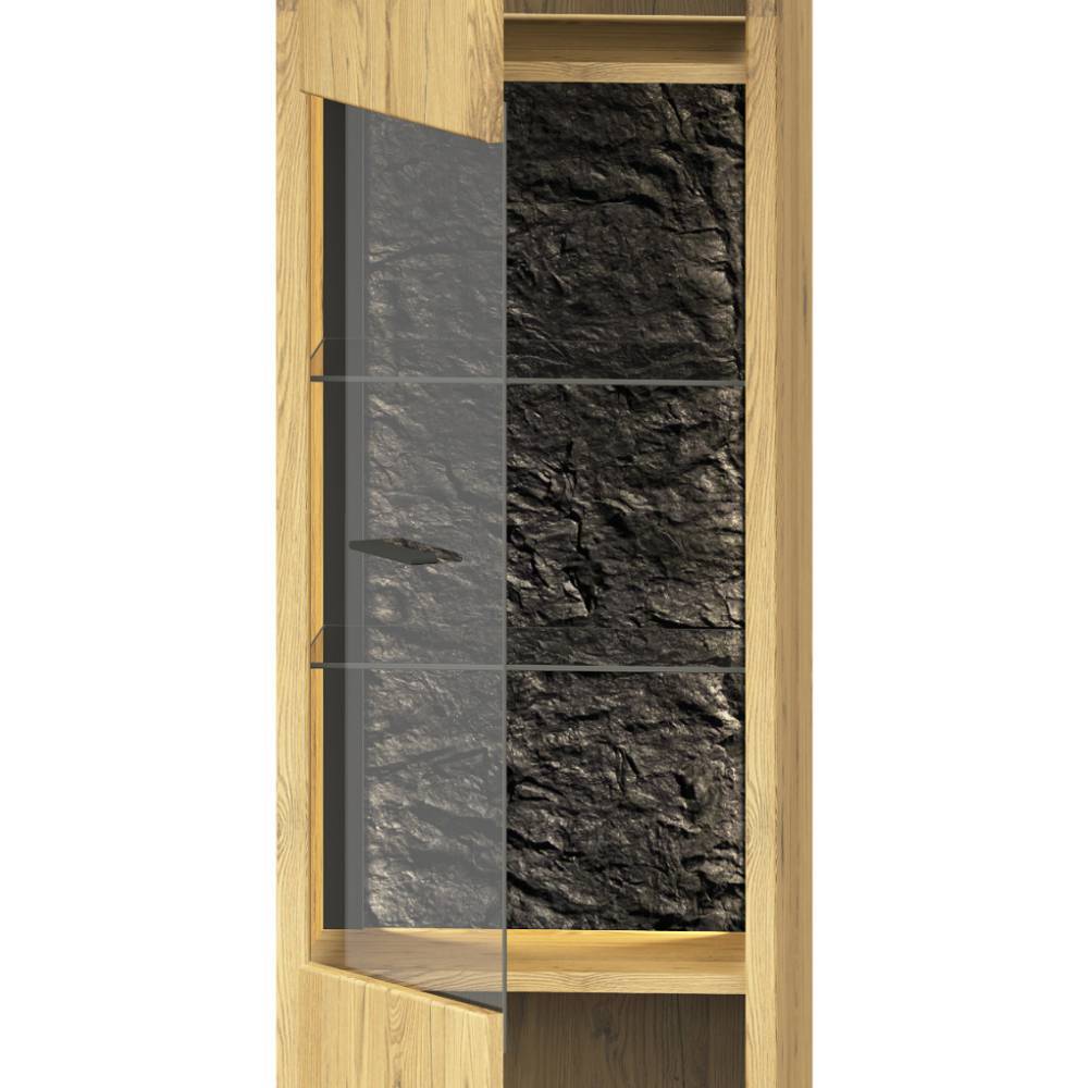 Wohnzimmerwand modern Ostoro in Wildeiche Bianco 206 cm hoch (vierteilig)