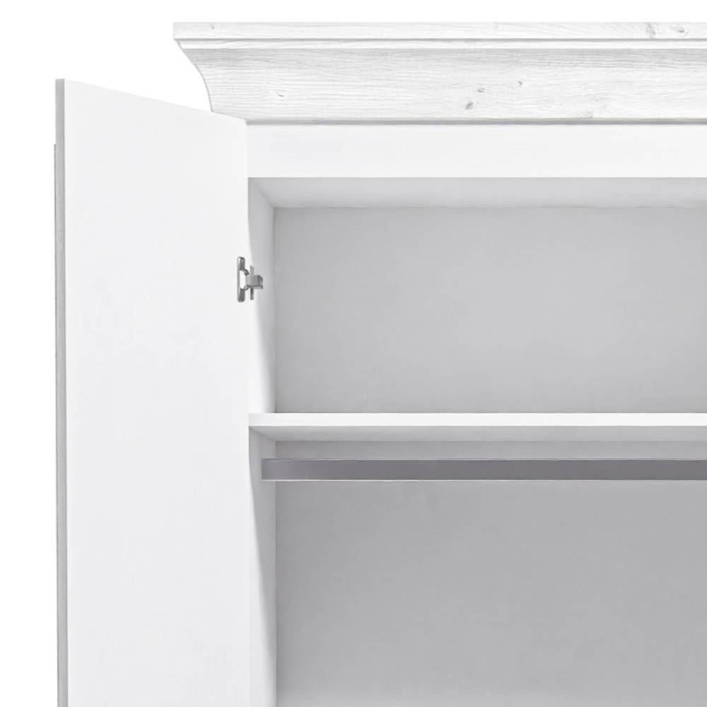 Drehtürenschrank Vilatata in Weiß mit Spiegel Türen