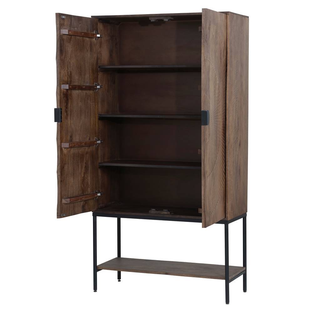 Highboard Ostora aus Mangobaum Massivholz mit Mandala Motiv