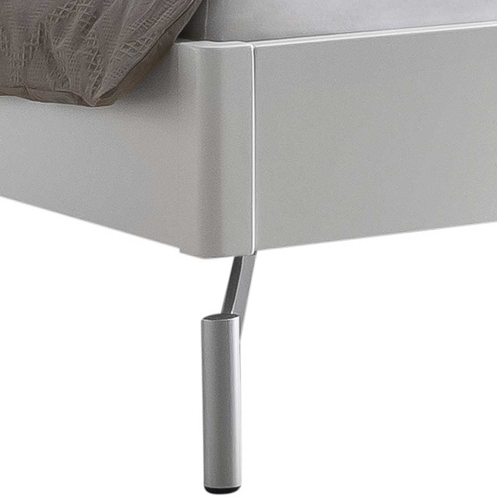 Doppel Bett in Weiß Olessa aus MDF mit Vierfußgestell aus Metall