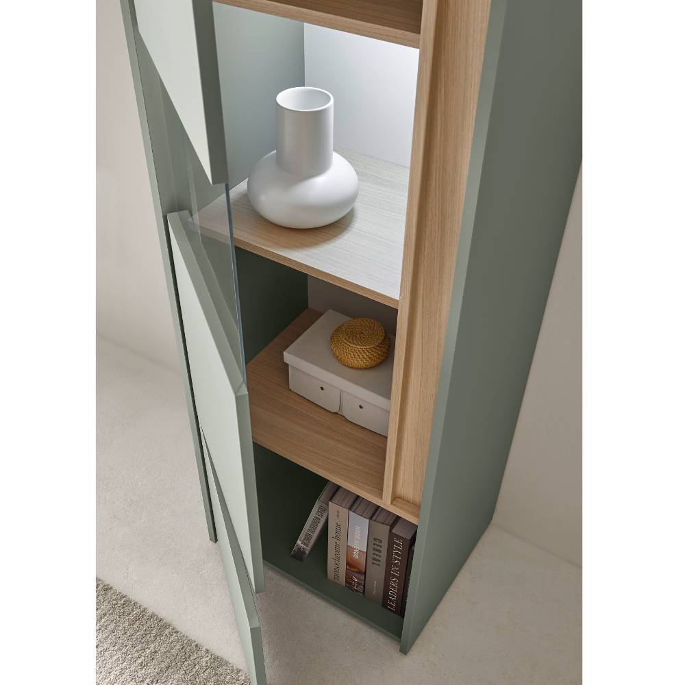 Wohnwand modern Ulfava in Graugrün 155 cm hoch (dreiteilig)