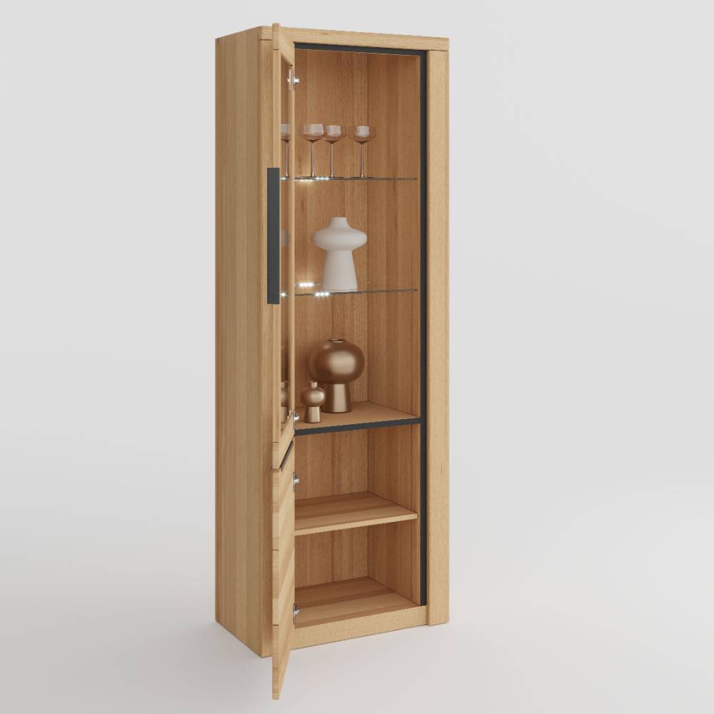 Stauraumvitrine Zella in modernem Design mit zwei Glasböden