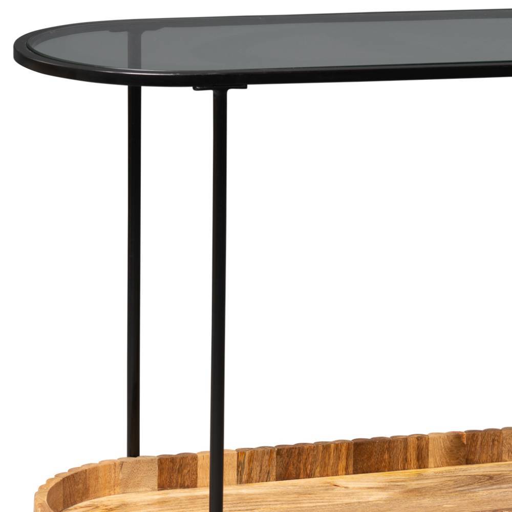 Konsolentisch Milly in ovaler Form mit Glasplatte