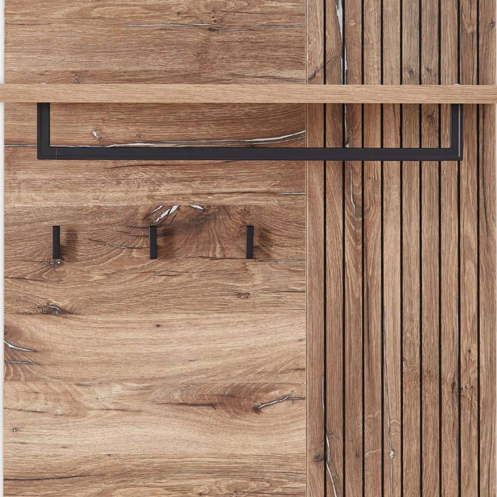 Garderobenpaneel Clusego 134 cm hoch in Wildeiche dunkel