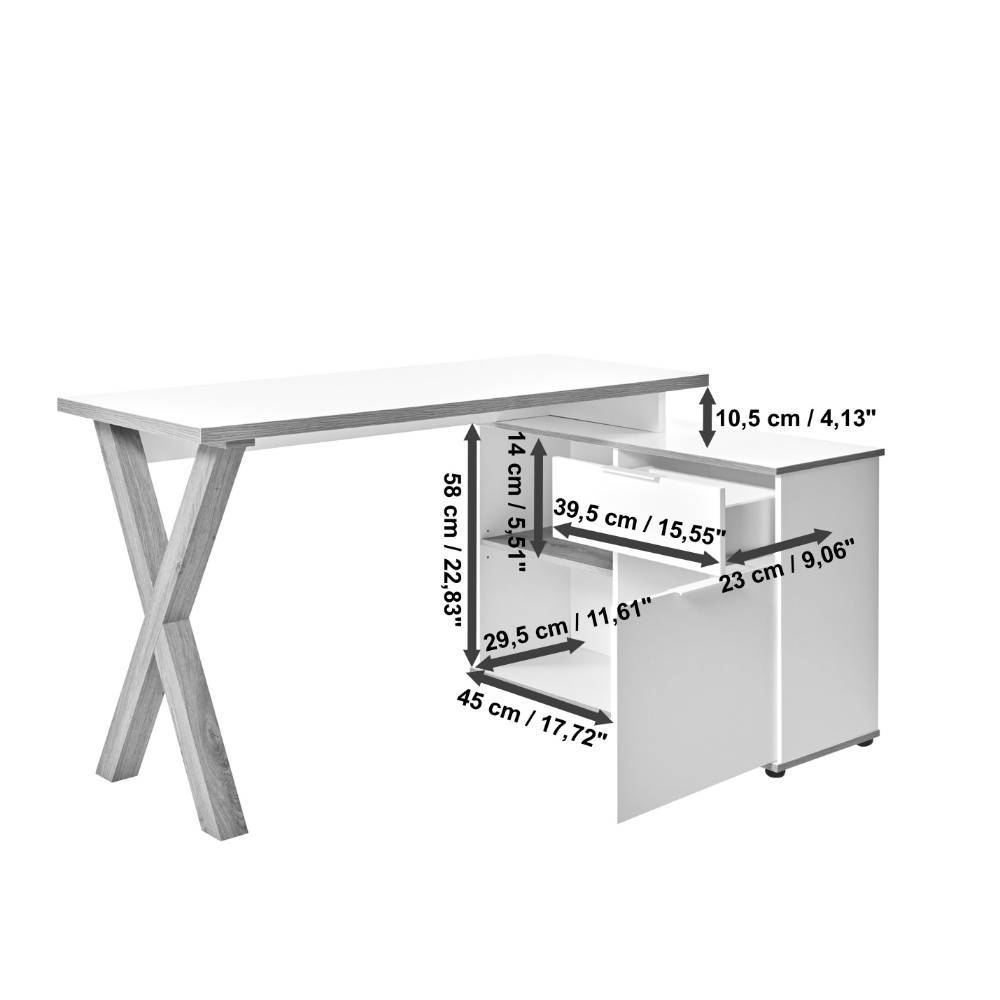 Büroschreibtisch Jian in modernem Design mit Seitenregalen