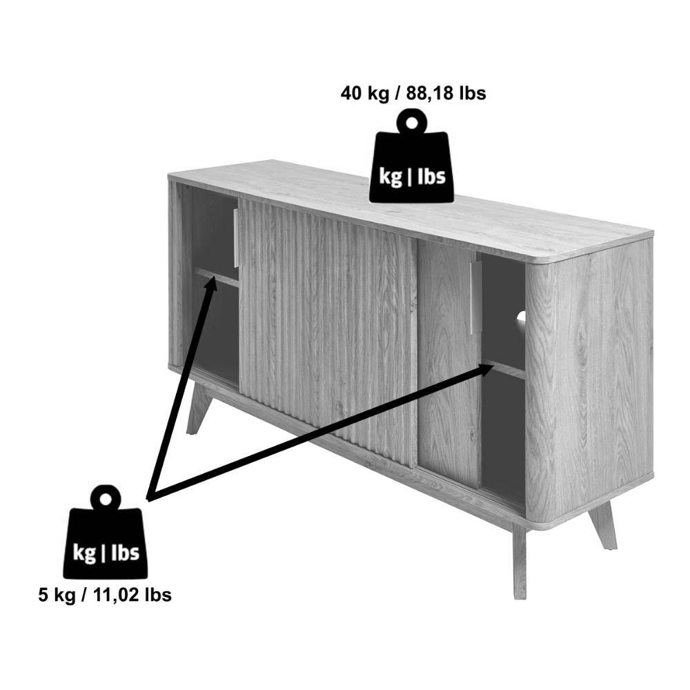 Sideboard Conle mit 2 Schiebetüren im Retrostil