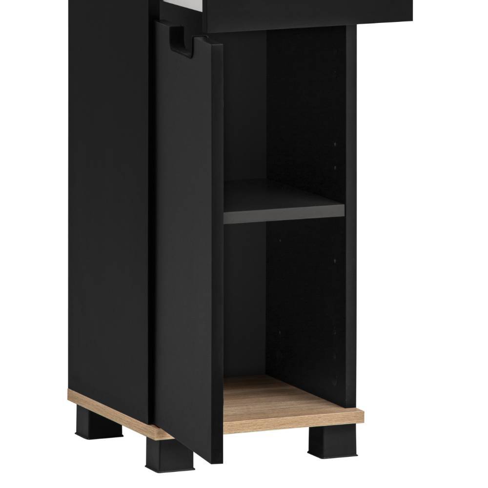 Badezimmerschrank Nuento in Schwarz und Weißeiche Nachbildung