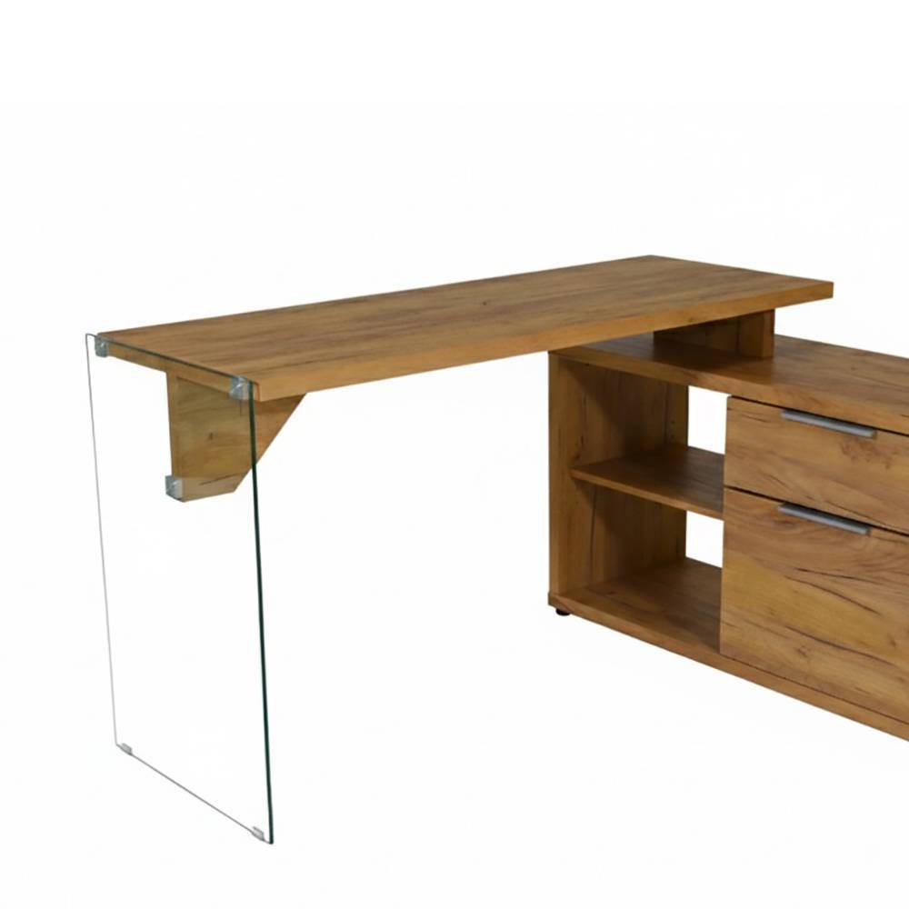 Designschreibtisch Olenka 142 cm breit mit Druckerablage