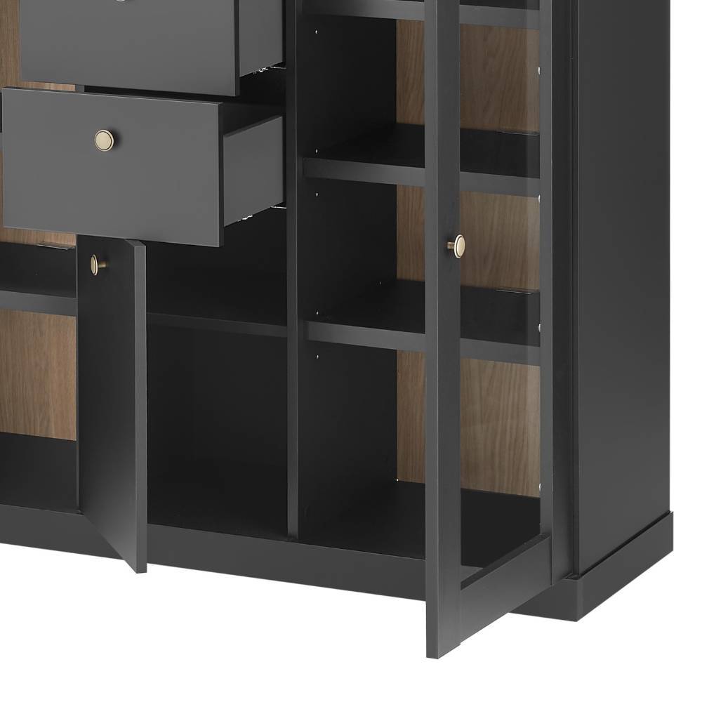 Highboard Enjta im Landhausstil in Schwarz matt