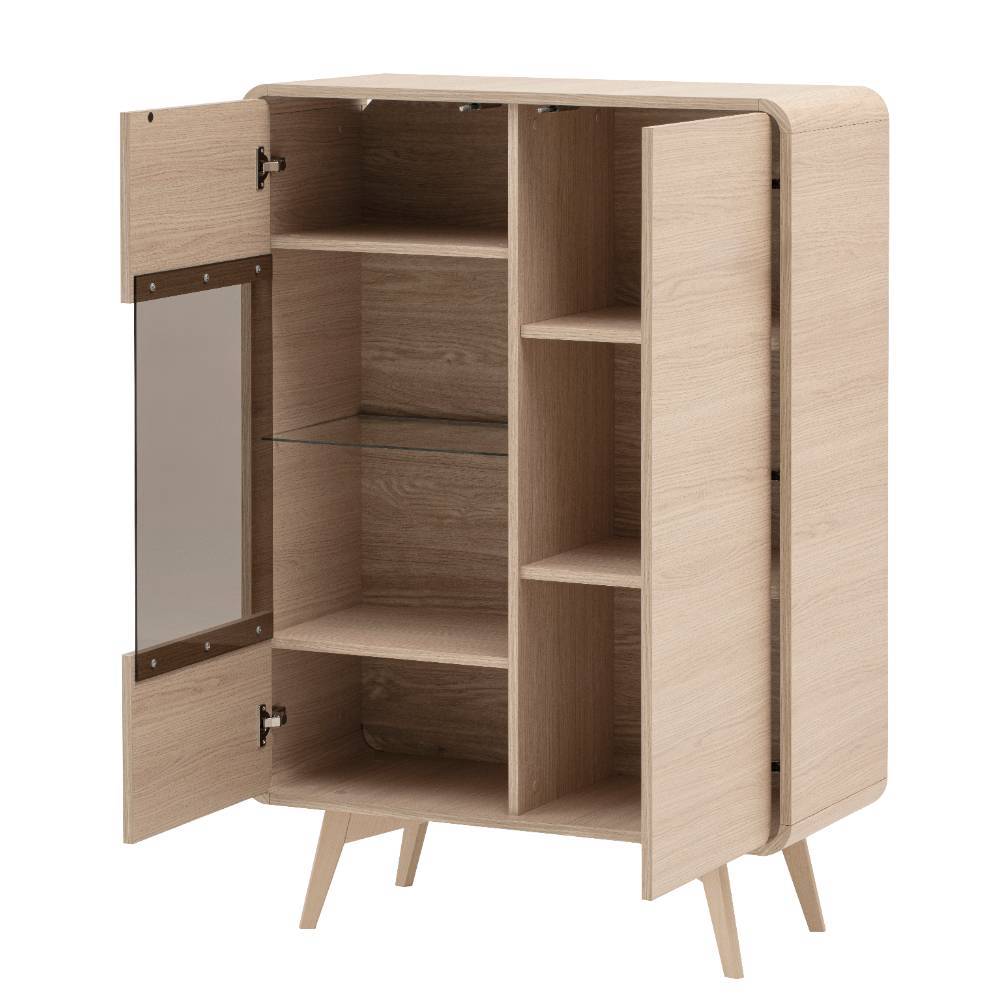 Stauraumvitrine Snake in modernem Design mit Glastür links