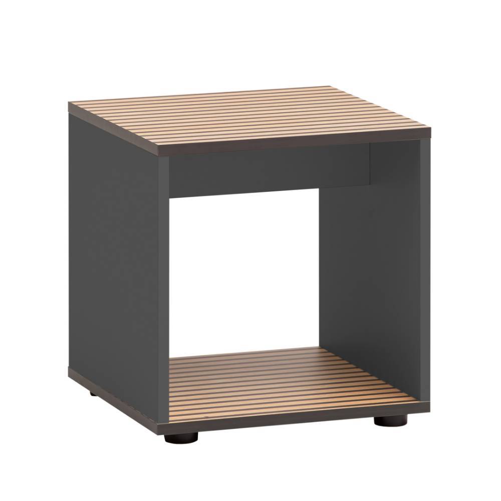 Beistellhocker Bennus in Anthrazit und Paneeloptik