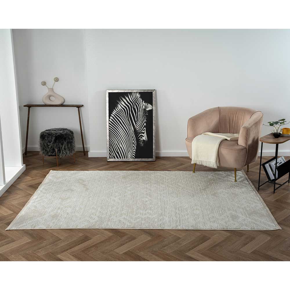 Heller Teppich Rechteck Ipsum in Cremefarben & Beige Kurzflor