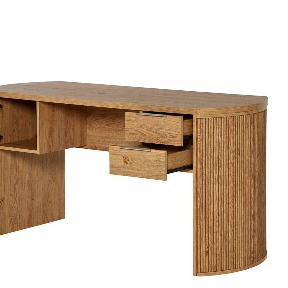 Designschreibtisch Baldaniel in Eichefarben 148 cm breit