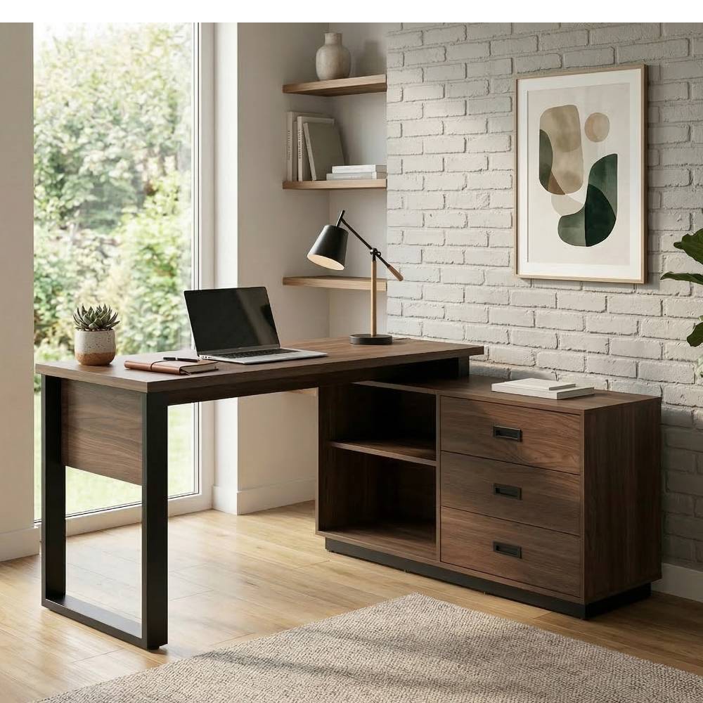 Büroschreibtisch Musee mit drei Schubladen in modernem Design