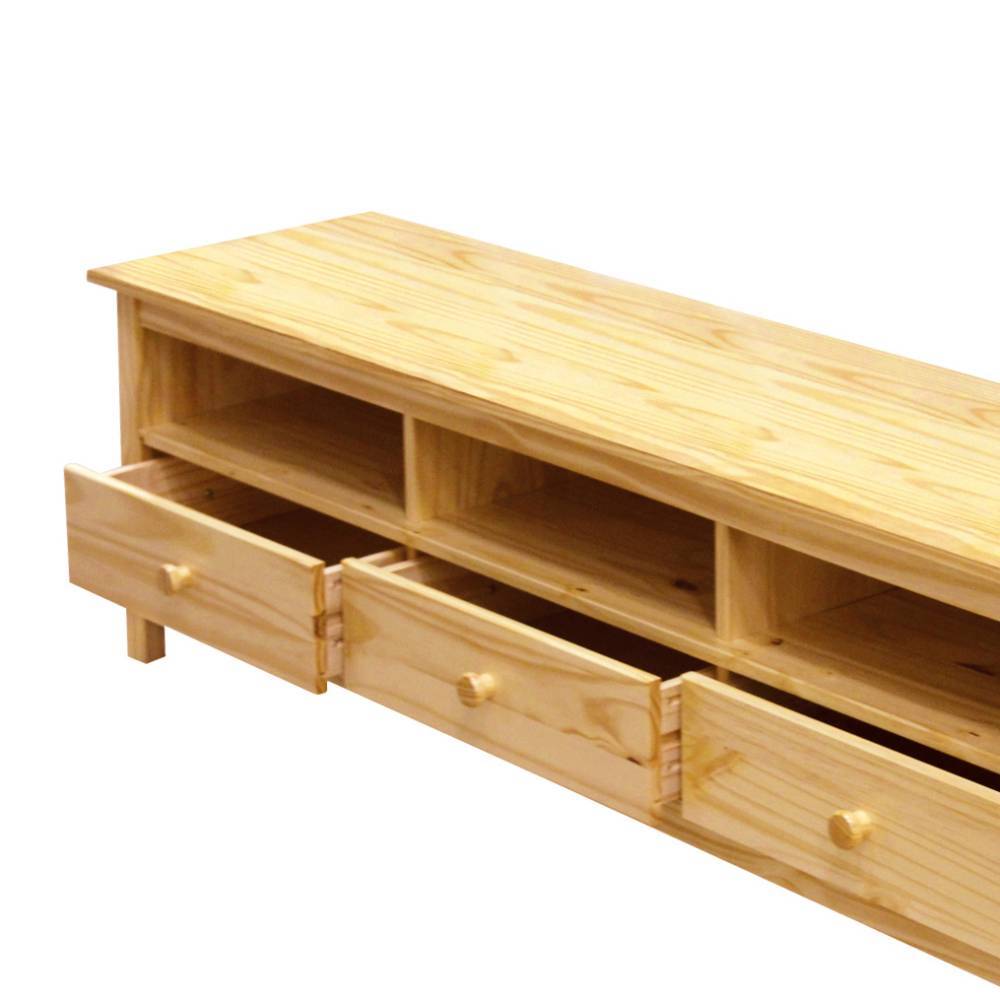TV Board Tine aus Kiefer Massivholz mit drei Schubladen