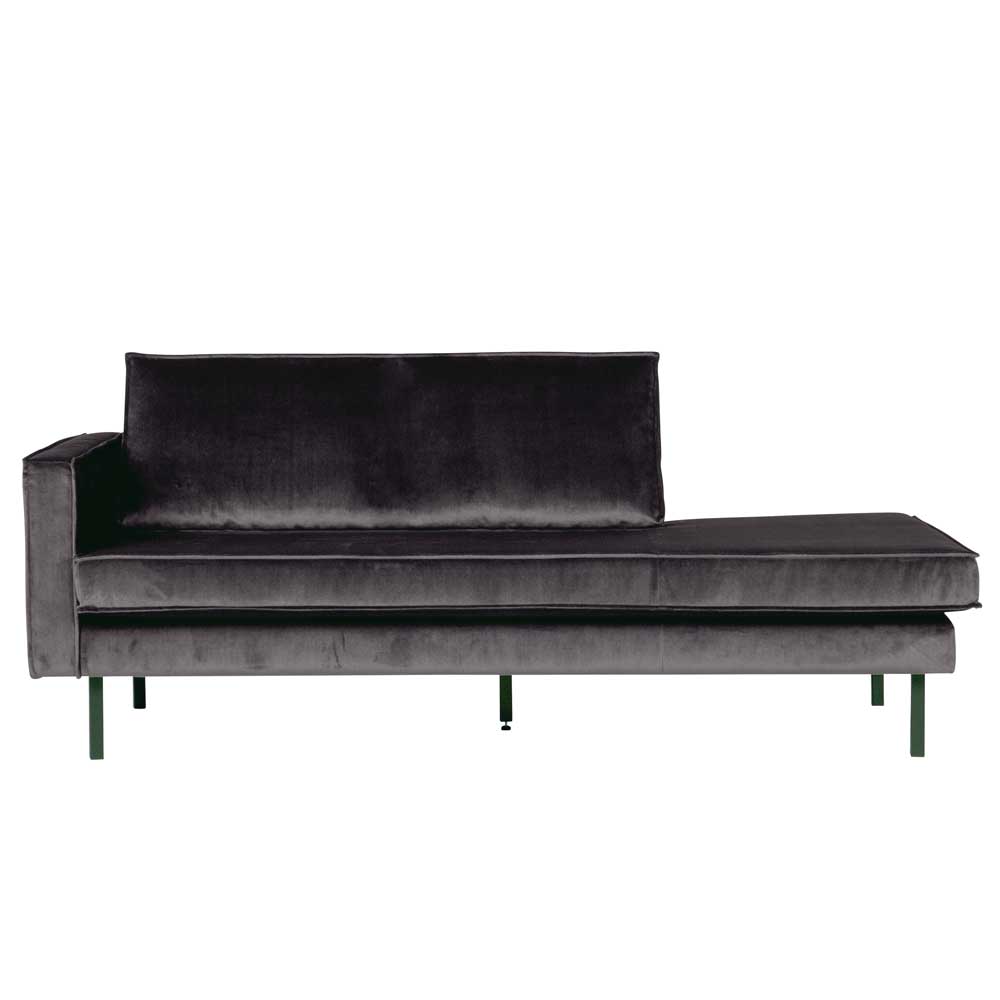 Sofa Recamiere Casilla mit Armlehne links in Anthrazit Samtbezug