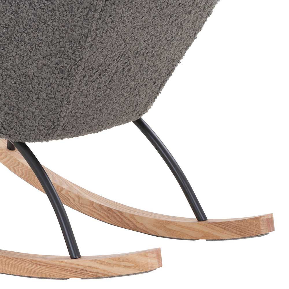 Plüsch Schaukelstuhl Jilamenda im Skandi Design in Grau