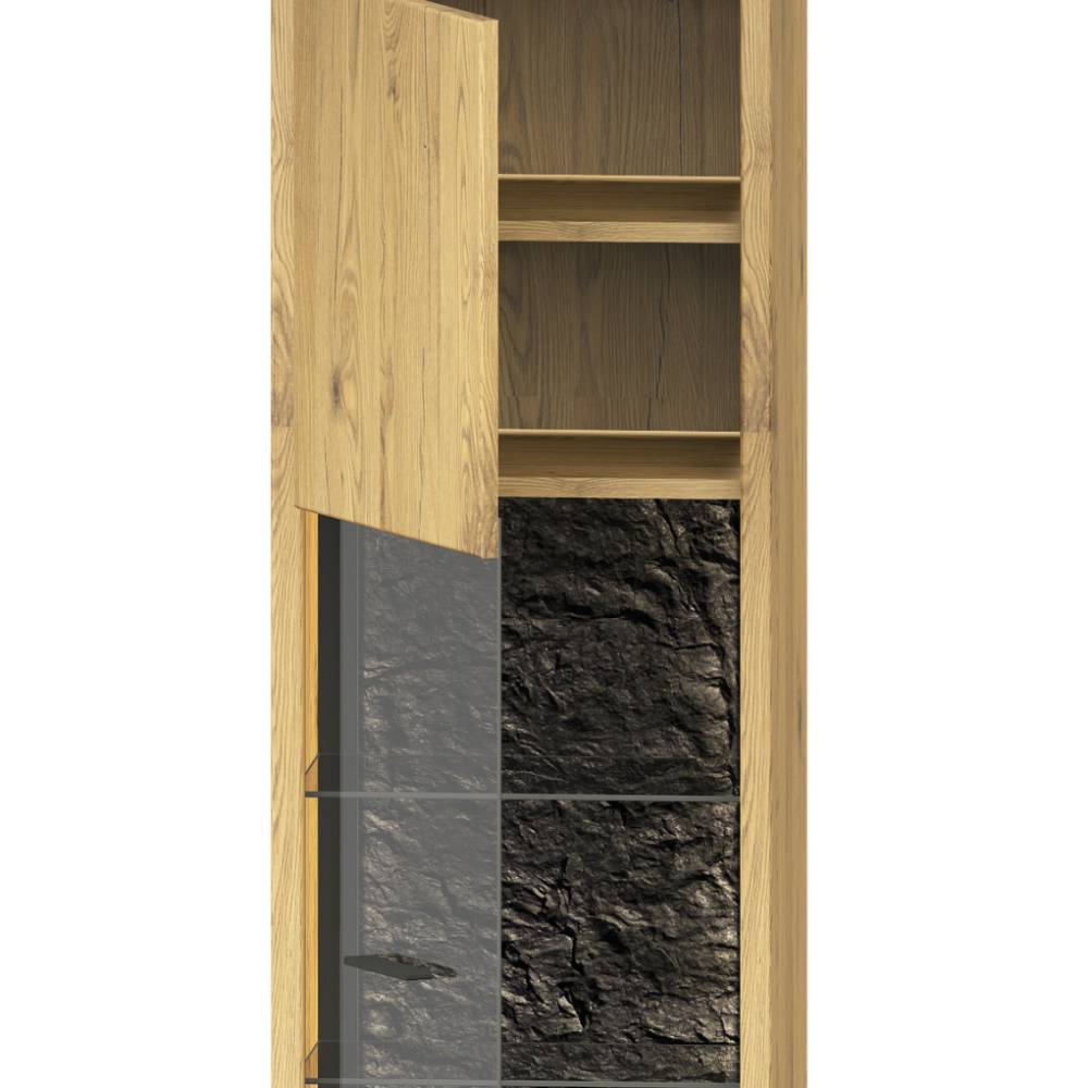 Fernseher Schrankwand Ostoro in Wildeiche Bianco - modernes Design (dreiteilig)