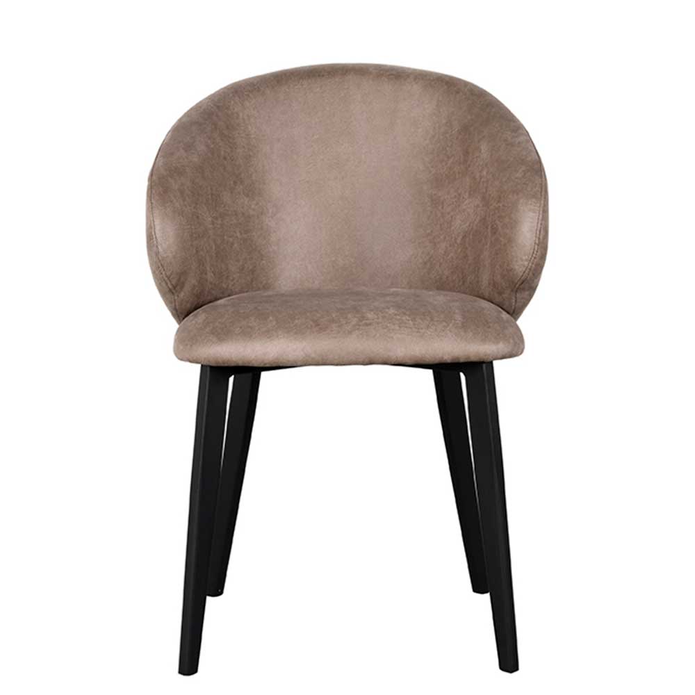 Essstuhl Anni in Taupe aus Microfaser (2er Set)