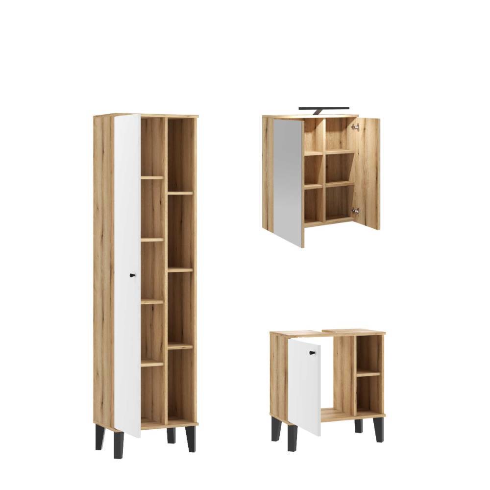 Badmöbelkomplettset Zyret dreiteilig in modernem Design (dreiteilig)