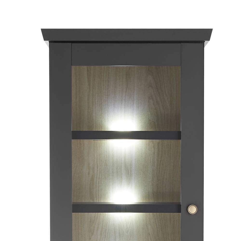 Vitrine Enjta in Schwarz matt 202 cm hoch